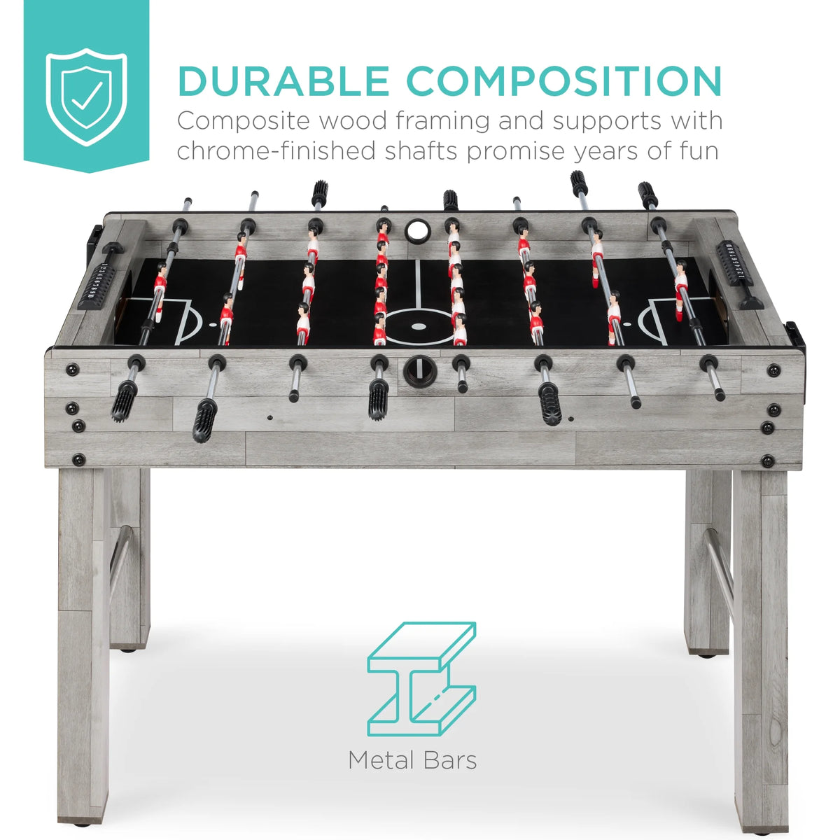48In Foosball Table for Kids & Adults, Arcade Soccer Game Table W/ 2 Balls - Gray