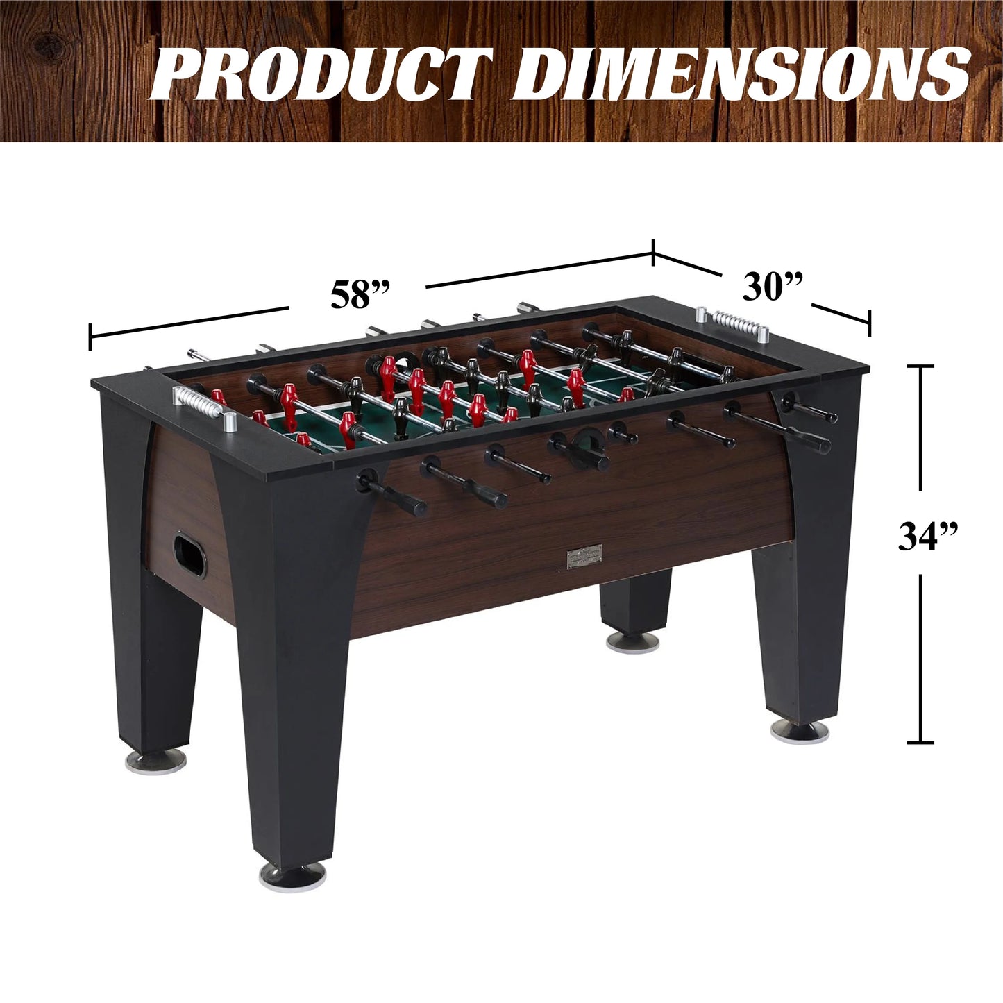 58” Richmond Foosball Table Competition Size, Soccer, Accessories Included, Brown/Black by