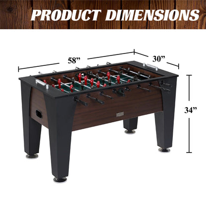 58” Richmond Foosball Table Competition Size, Soccer, Accessories Included, Brown/Black by