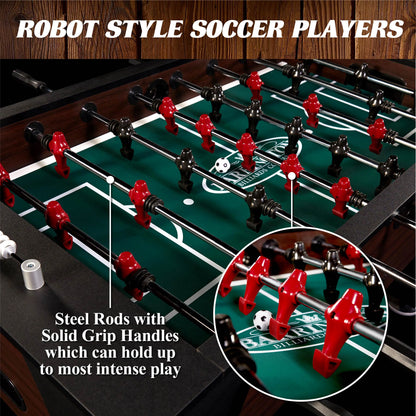 58” Richmond Foosball Table Competition Size, Soccer, Accessories Included, Brown/Black by