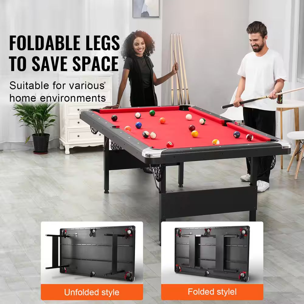 Billiards Table, 7 Ft. Pool Table, Portable Foldable Space-Saving Table, Billiard Table Set Includes Balls, Cues, Chalks
