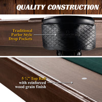 Full Size Pool Table Built for Serious Play, Wood Grain Finish, Complete Accessories, Professional Setup