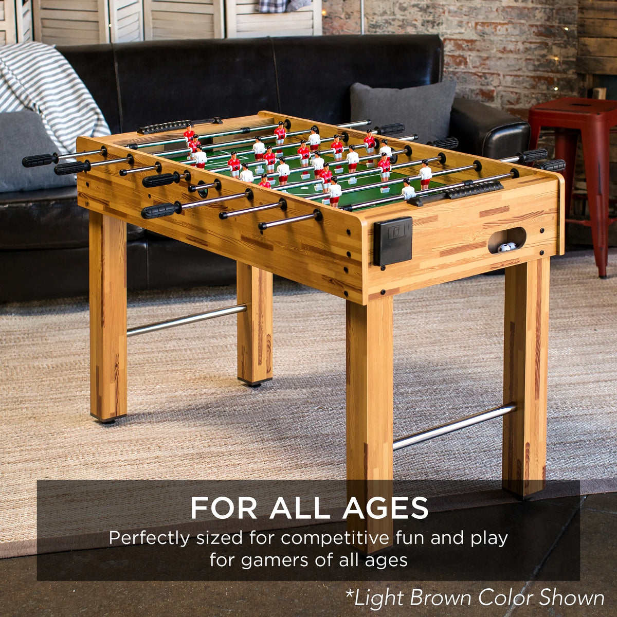 48In Foosball Table for Kids & Adults, Arcade Soccer Game Table W/ 2 Balls - Gray