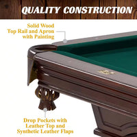 8.3 Ft. Pool Table with Billiard Ball and Cue Stick Set