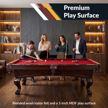 Augusta 8-Ft Pool Table - Mahogany Finish with Red Felt