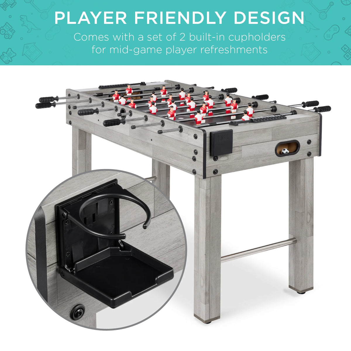 48In Foosball Table for Kids & Adults, Arcade Soccer Game Table W/ 2 Balls - Gray