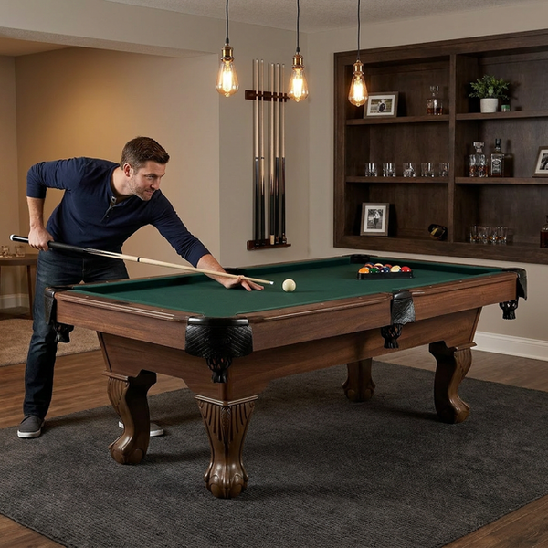 Full Size Pool Table Built for Serious Play, Wood Grain Finish, Complete Accessories, Professional Setup